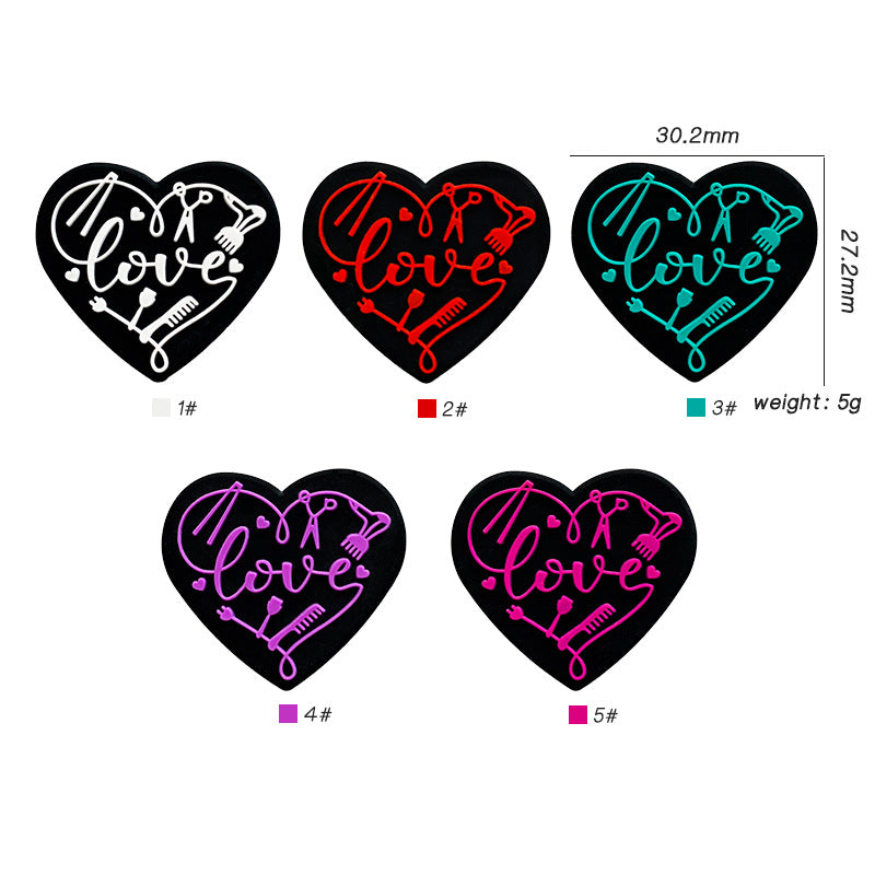Silicone Focal Beads Love Hair Salon Heart Shape with Hairstyling Tools 20pcs 3