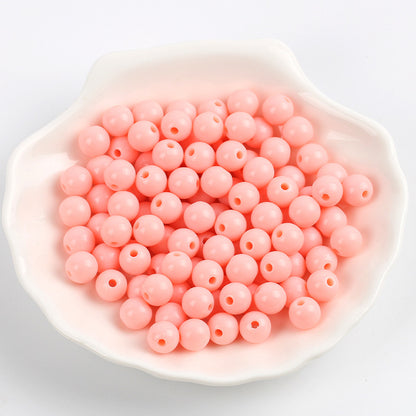 Solid Color Round Acrylic Beads 6mm Glossy Finish 600pcs 25
