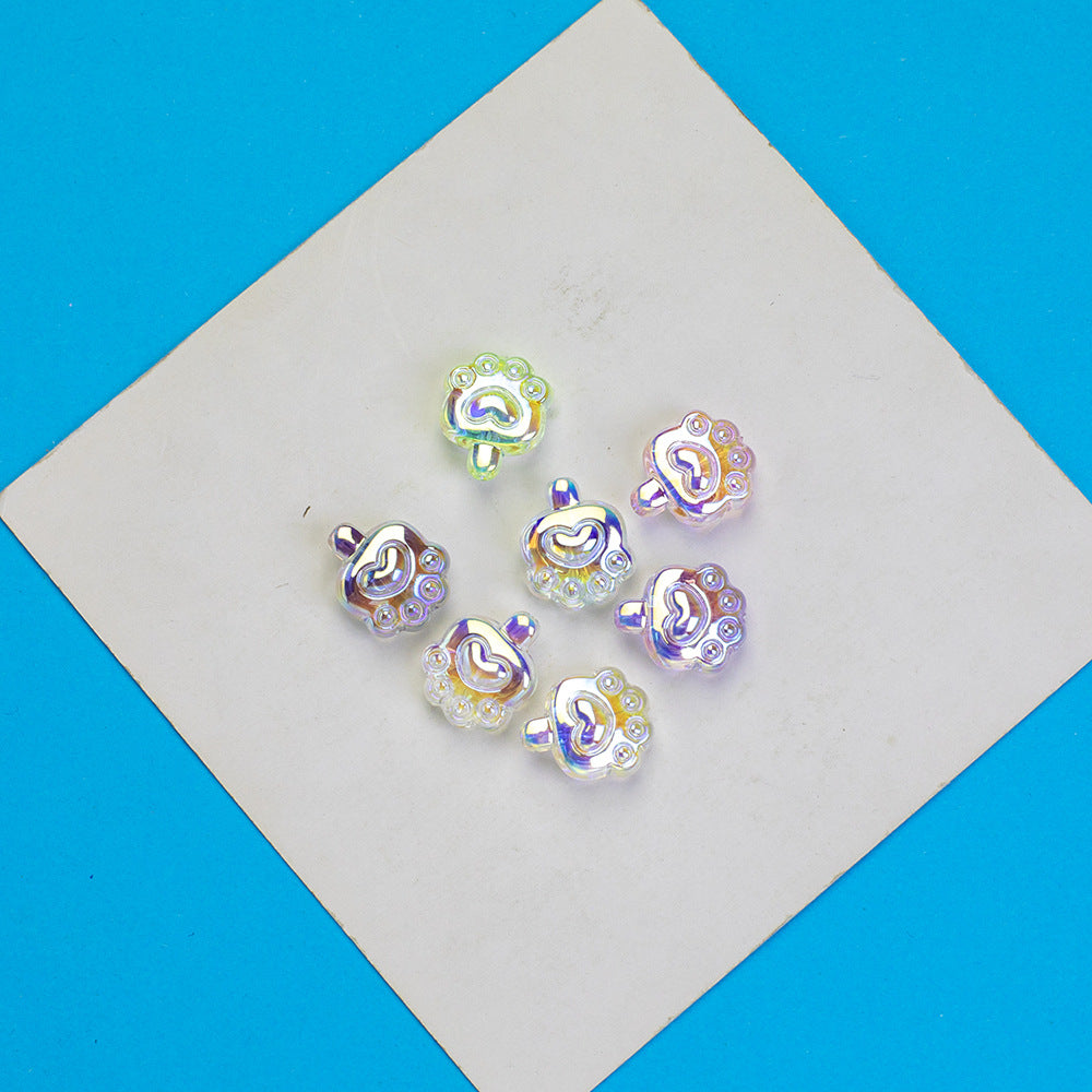 Transparent Plating Bear Paw Acrylic Beads 16mm Iridescent 20pcs 2