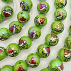UV Plating Round Acrylic Beads 16mm Christmas Grinch 100pcs