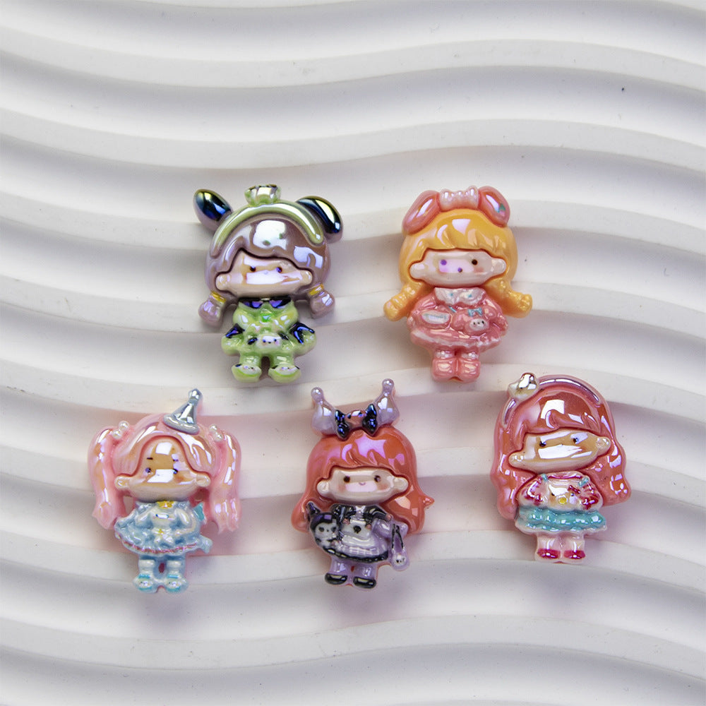 Plating Sanrio Resin Beads Glossy Pretty Girl Series 10pcs 4