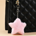 Plush Star Keychain Five-Pointed Soft Fuzzy Pink Charm