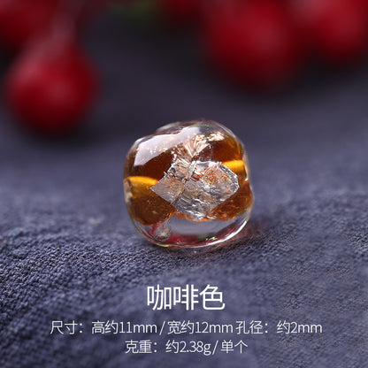 Lampwork Glass Beads Irregular Fig Shape 12mm Dyed Core Gold Foil 30pcs 11