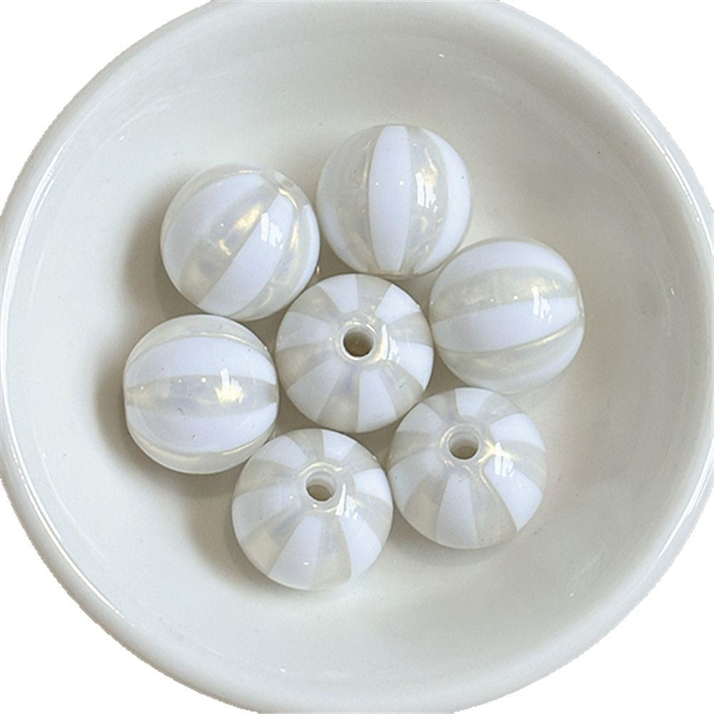 Shimmer Striped Acrylic Beads 16mm Colorful Glossy 100pcs 5