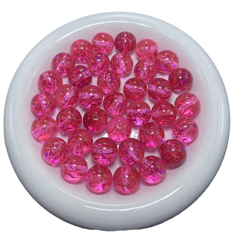 Clear Tinsel Filled Resin Beads 16mm Round Shimmering Blue 100pcs 5