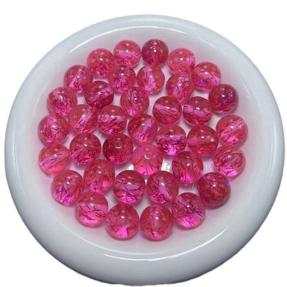 Clear Tinsel Filled Resin Beads 16mm Round Shimmering Blue 100pcs 5