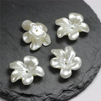 Imitation Pearl Irregular Five Petal Flower Acrylic Beads 24mm 50pcs 2