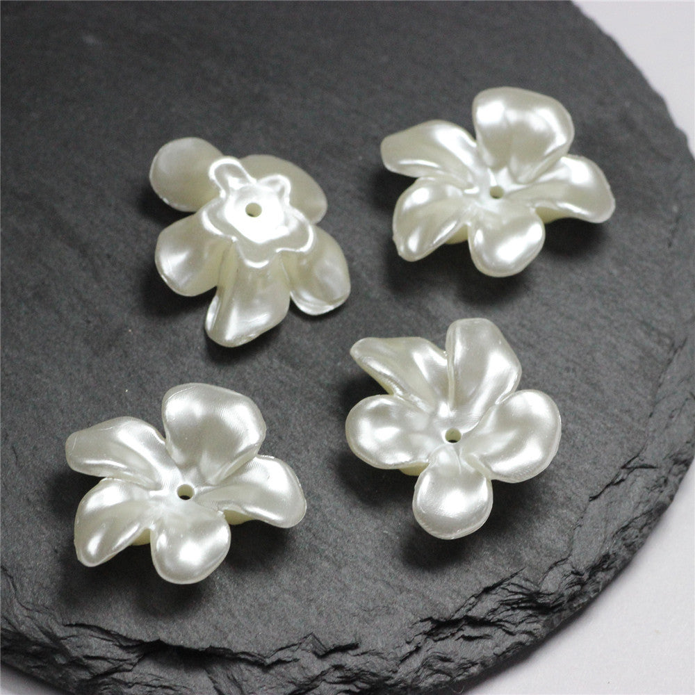 Imitation Pearl Irregular Five Petal Flower Acrylic Beads 24mm 50pcs 2