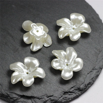 Imitation Pearl Irregular Five Petal Flower Acrylic Beads 24mm 50pcs 2