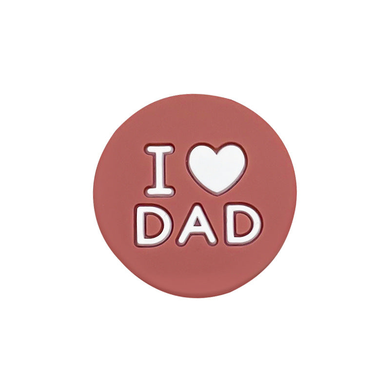 Silicone Focal Beads I Love Dad Embossed Text Solid Color 20pcs 14