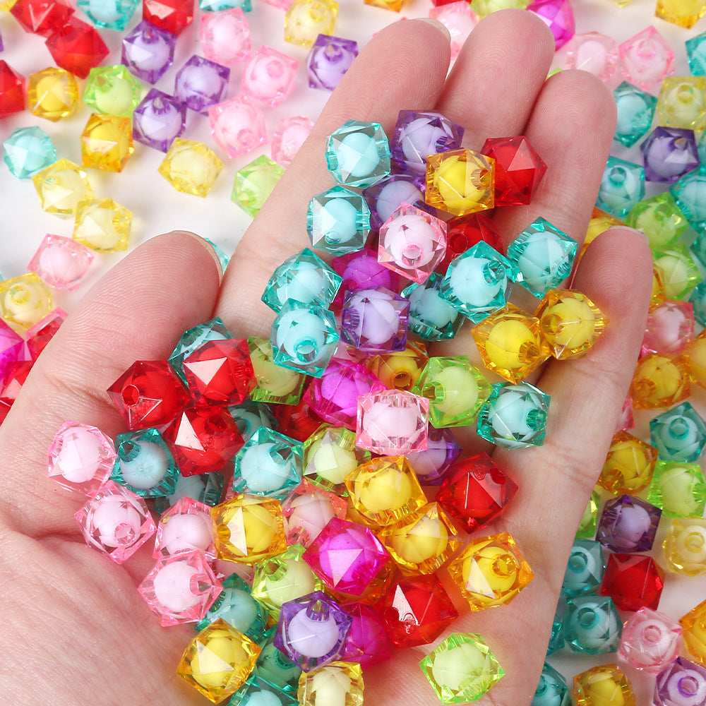 Faceted Acrylic Sago Beads 8-10mm Glossy Translucent 100pcs 4
