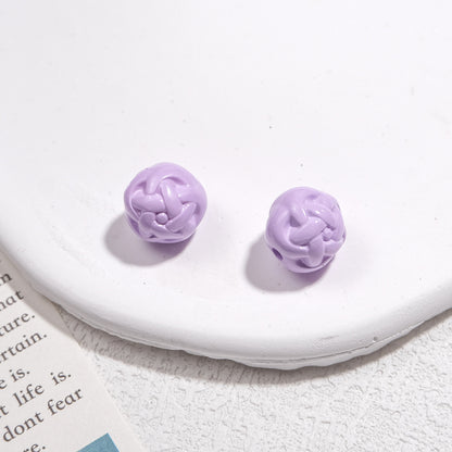 Painted Round Acrylic Beads 11mm Baked Glossy 50pcs 7