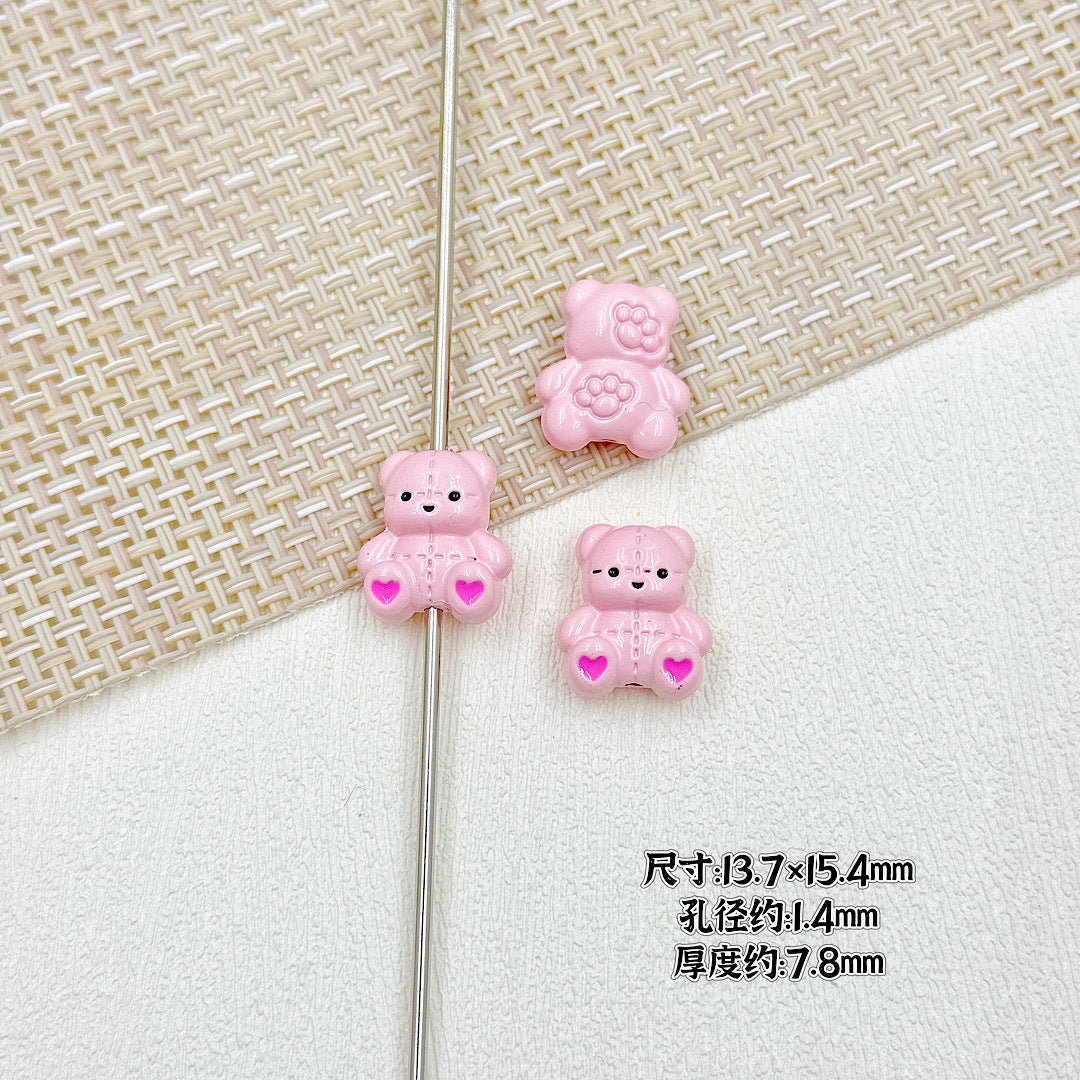 Bear and Honeypot Metal Beads 13mm Hand-Painted Colorful 10pcs 6