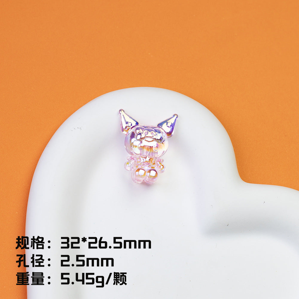 Plating Kuromi Acrylic Beads 32mm Transparent Mixed Colors 20pcs 7