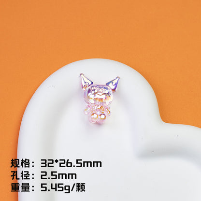 Plating Kuromi Acrylic Beads 32mm Transparent Mixed Colors 20pcs 7