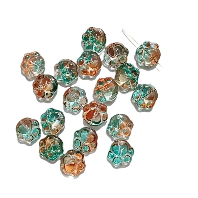 Vintage Cat Claw Glass Beads 15mm Glossy Translucent Colors 50pcs 5