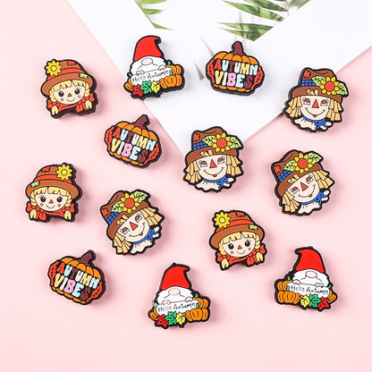Silicone Focal Beads Scarecrow Autumn Pumpkin With Text Autumn Vibes 20pcs 3