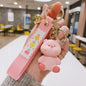 Cartoon Resin Animal Keychain Piglet Dinosaur with Fruit Strap and Bell 6