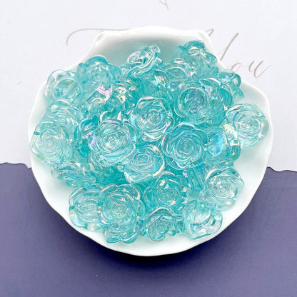 Transparent Camellia Acrylic Beads 12mm 19mm Iridescent AB 50pcs 8