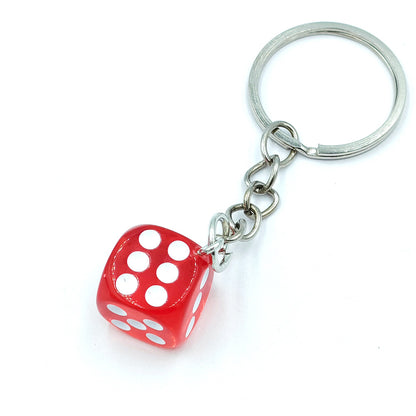 Resin Mini Dice Keychain Colorful Translucent Cube on Silver Chain 16