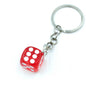Resin Mini Dice Keychain Colorful Translucent Cube on Silver Chain 16