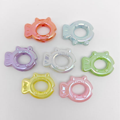 UV Plating Hollow Cartoon Fish Acrylic Beads 31mm Pastel Mixed 50pcs 2