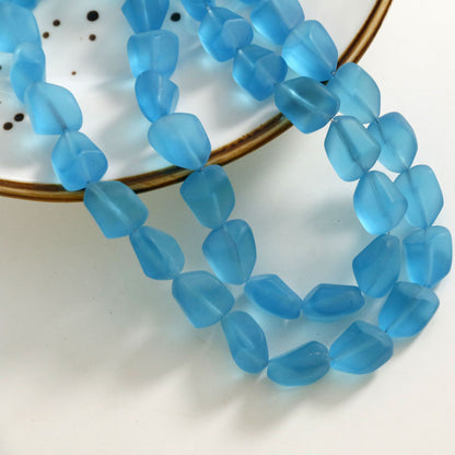 Frosted Glass Beads Organic Shape Translucent Colors 12x15mm 10pcs 7