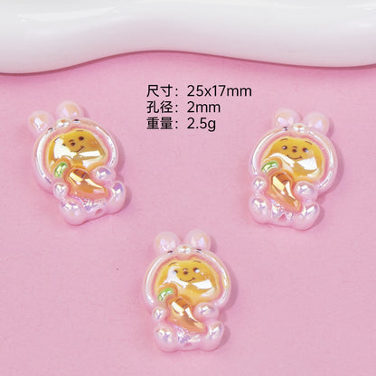 Glossy Pastel Resin Bear Resin Beads Playful Charm 10pcs 11