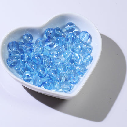 Transparent Round Glass Beads 8mm Monochrome Mixed Colors 100pcs 7