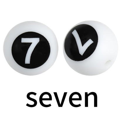 15mm Silicone Letter Beads Number Printed 0 to 9 50pcs 13