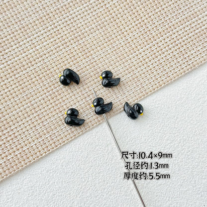 Duck Metal Beads 10mm 3D Baking Painted Alloy 10pcs 12