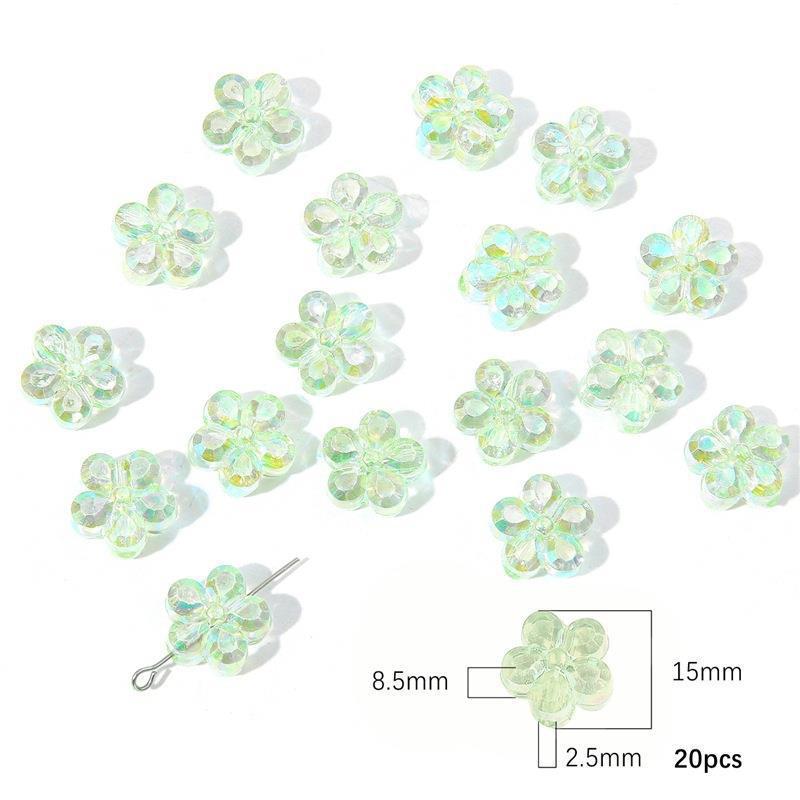 Transparent Chubby Five-Petal Flower Acrylic Beads 15mm Colorful 20pcs 10