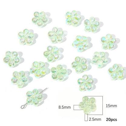 Transparent Chubby Five-Petal Flower Acrylic Beads 15mm Colorful 20pcs 10