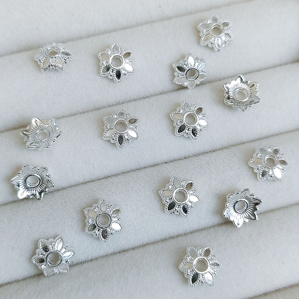 Alloy Flower Spacer Beads 6mm Six Petal Tibetan Style 100pcs 2