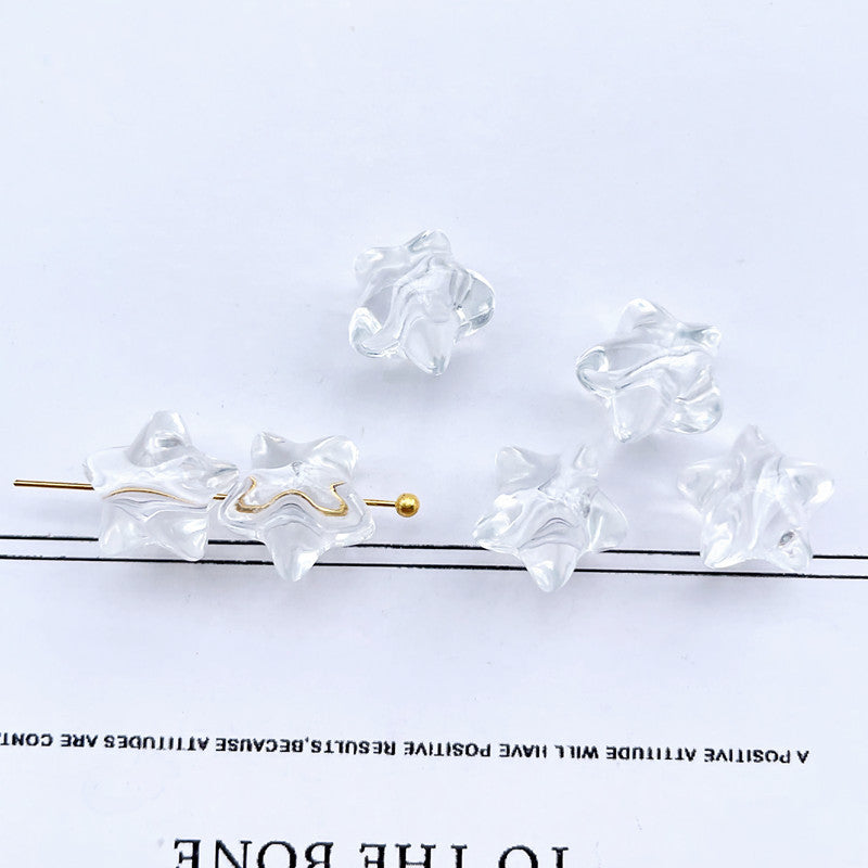 Transparent Star Acrylic Beads 11mm Chunky Pastel Mixed Colors 60pcs 7