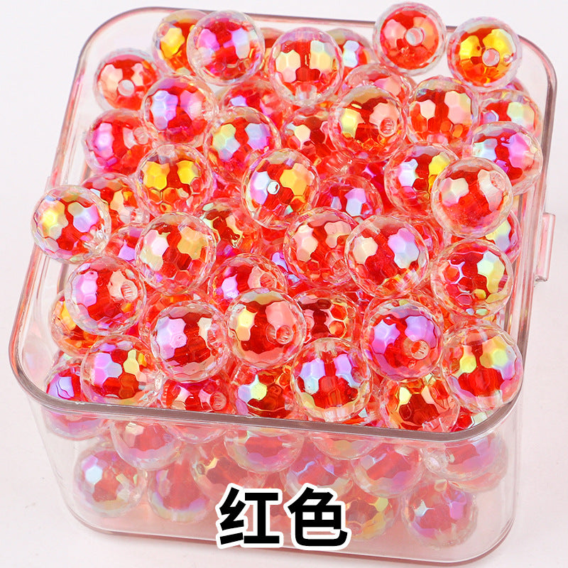 Iridescent Faceted Acrylic Beads 16mm Colorful Mixed 50pcs 8