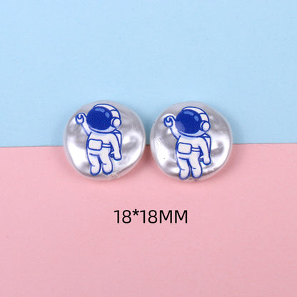 Hand Painted Cartoon Pattern Pearlized Acrylic Beads ABS Plastic 10pcs 16