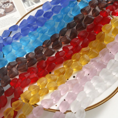 Frosted Glass Beads Organic Shape Translucent Colors 12x15mm 10pcs 3