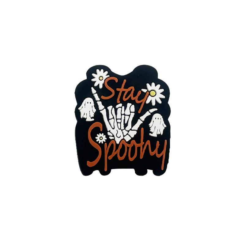 Silicone Focal Beads Halloween Ghosts and Pumpkins With Phrases 20pcs 9