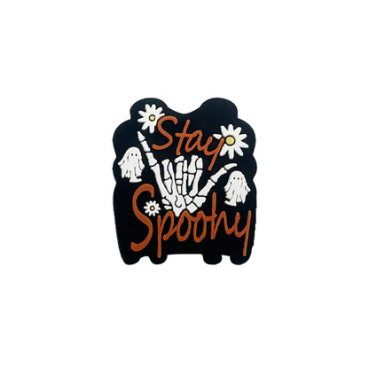 Silicone Focal Beads Halloween Ghosts and Pumpkins With Phrases 20pcs 9
