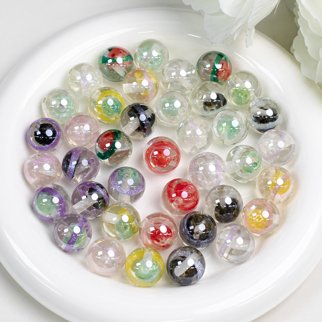Clear Planet Halo Round Resin Beads 16mm Multicolor 10pcs 4