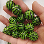 Printed Bubblegum Beads 20mm Watermelon Round Acrylic 5pcs