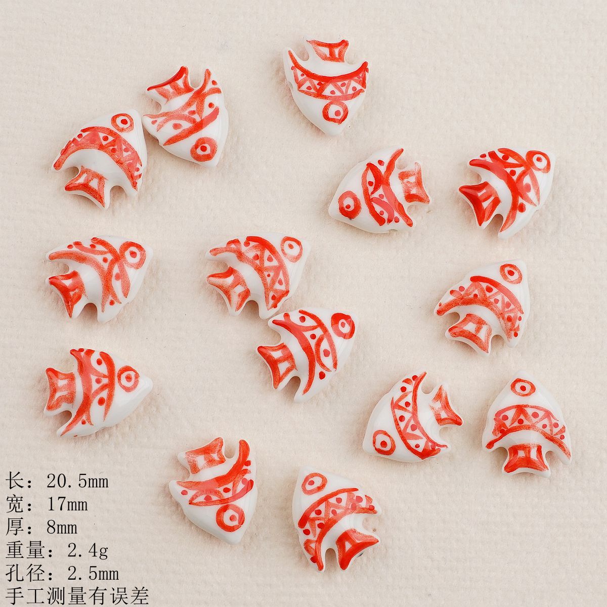 Hand Painted Fish Ceramic Beads Tropical Colorful 5pcs 4