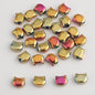 Plating Flat Cat Head Glass Beads 8mm x 10mm Iridescent Colors 30pcs 8