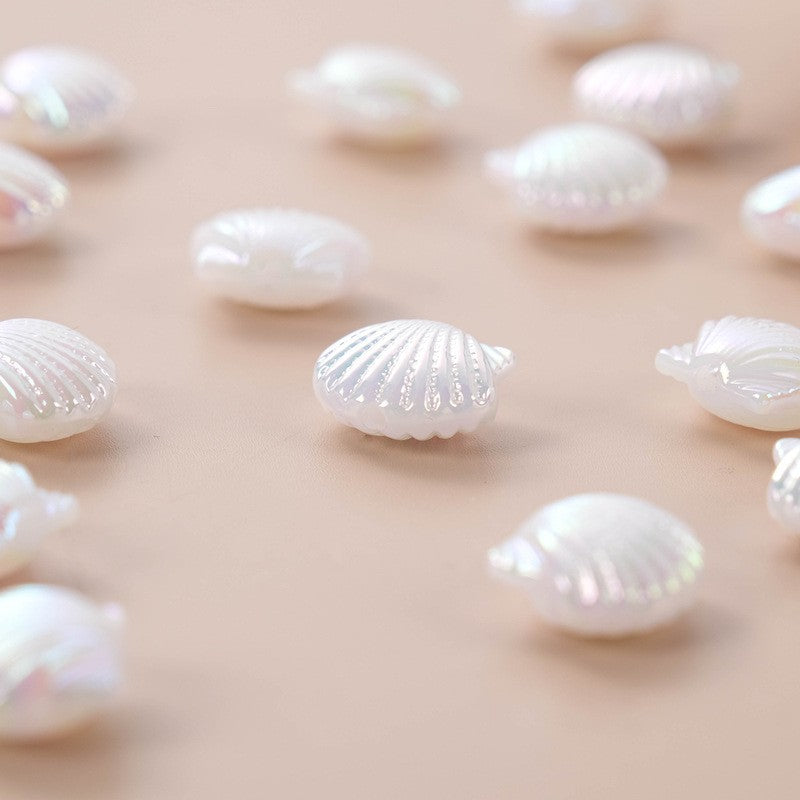 Pearl Shell Acrylic Beads 14mm Imitation Pearl ABS Plastic 50pcs 6