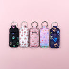 Paw Print Chapstick Holder Neoprene Functional Keychain 3pcs 4