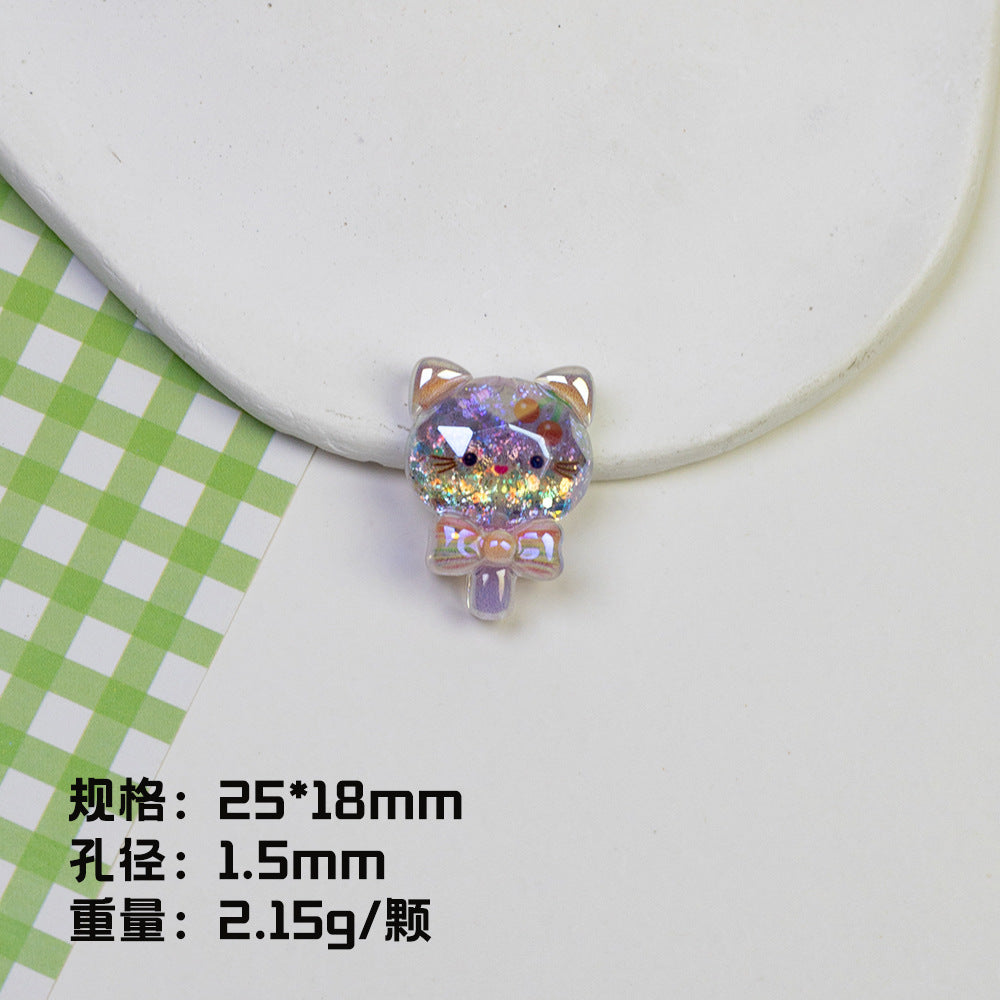Plating Shimmer Hello Kitty Resin Beads 25mm Magic Wand 20pcs 8