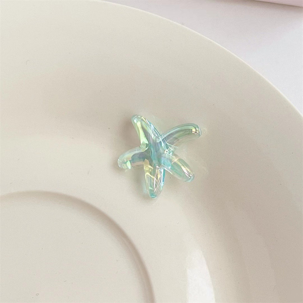 UV Plating Starfish Acrylic Beads 20mm Transparent Iridescent 250pcs 4