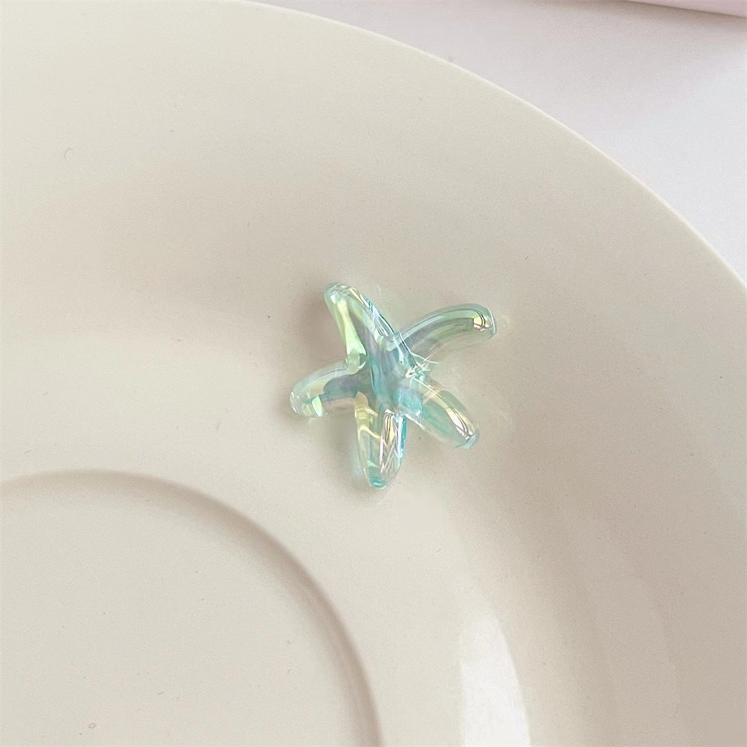 UV Plating Starfish Acrylic Beads 20mm Transparent Iridescent 250pcs 4