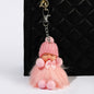 Plush Sleep Doll Keychain Soft Pom Pom Body Knitted Hat Zinc Alloy 9